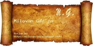 Milovan Géza névjegykártya